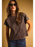 Suede Crop Top - Brown