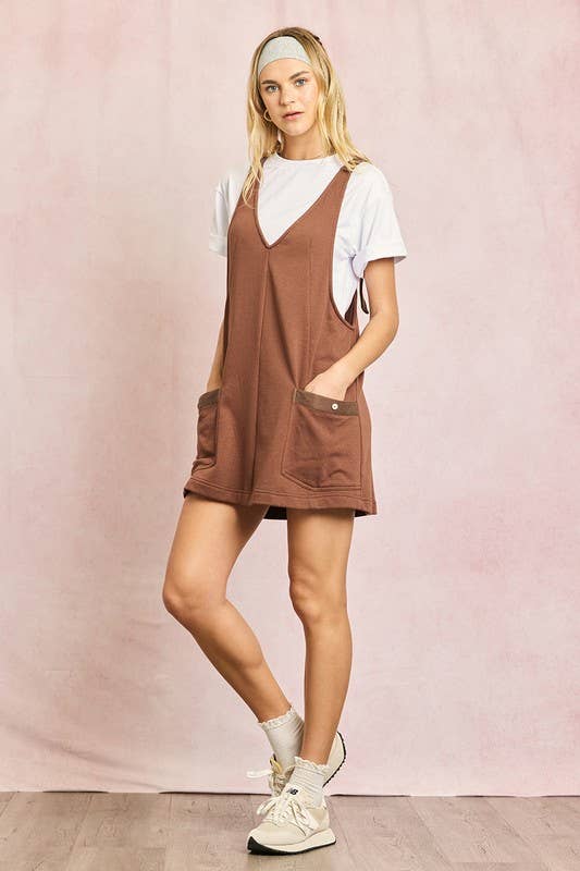 Cotton Terry Twill Tape Overall Mini Dress