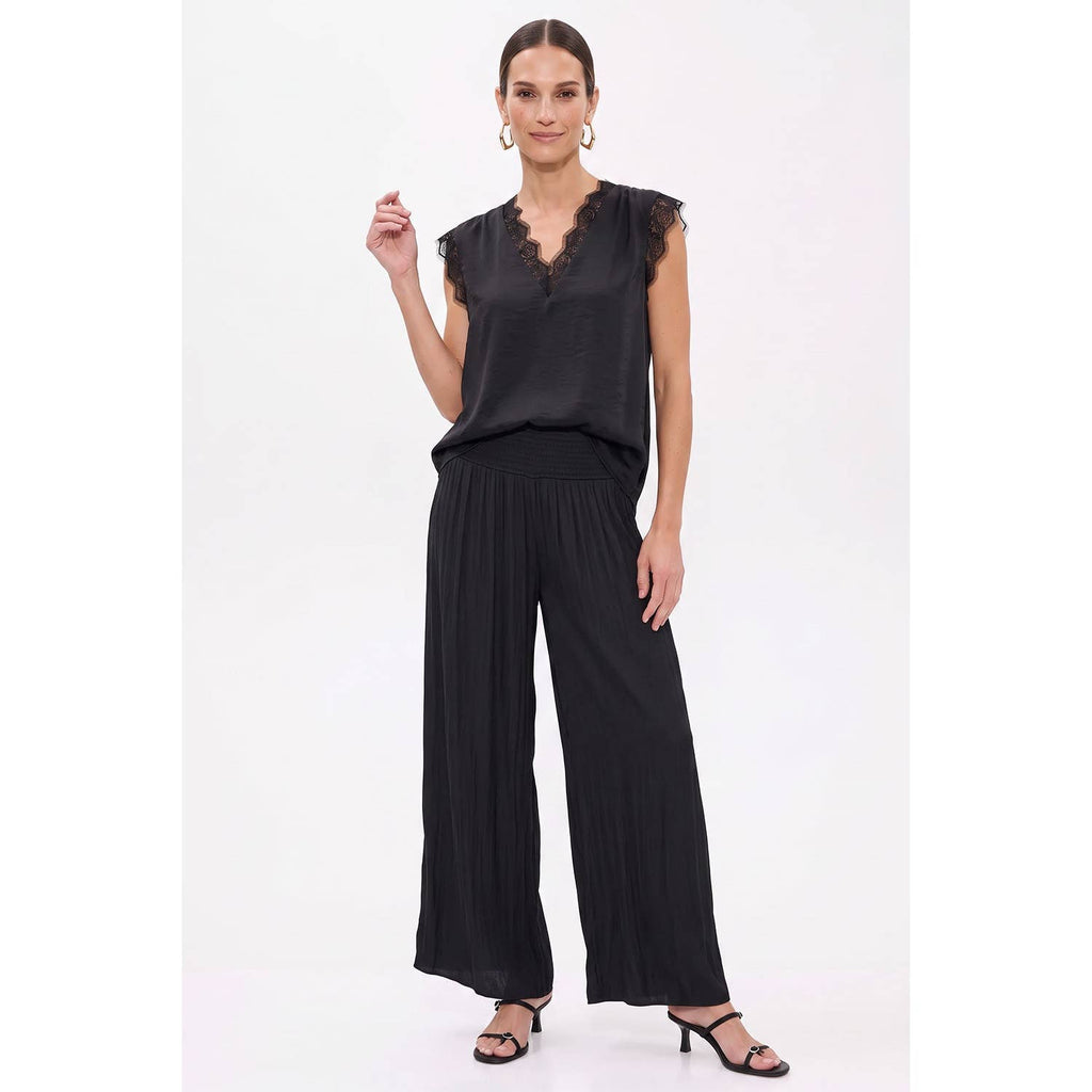 Neck Lace Trim Sleeveless Blouse