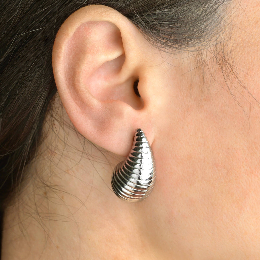 Chunky Hollow Drop Earrings- Lightweight Tear Drop Studs