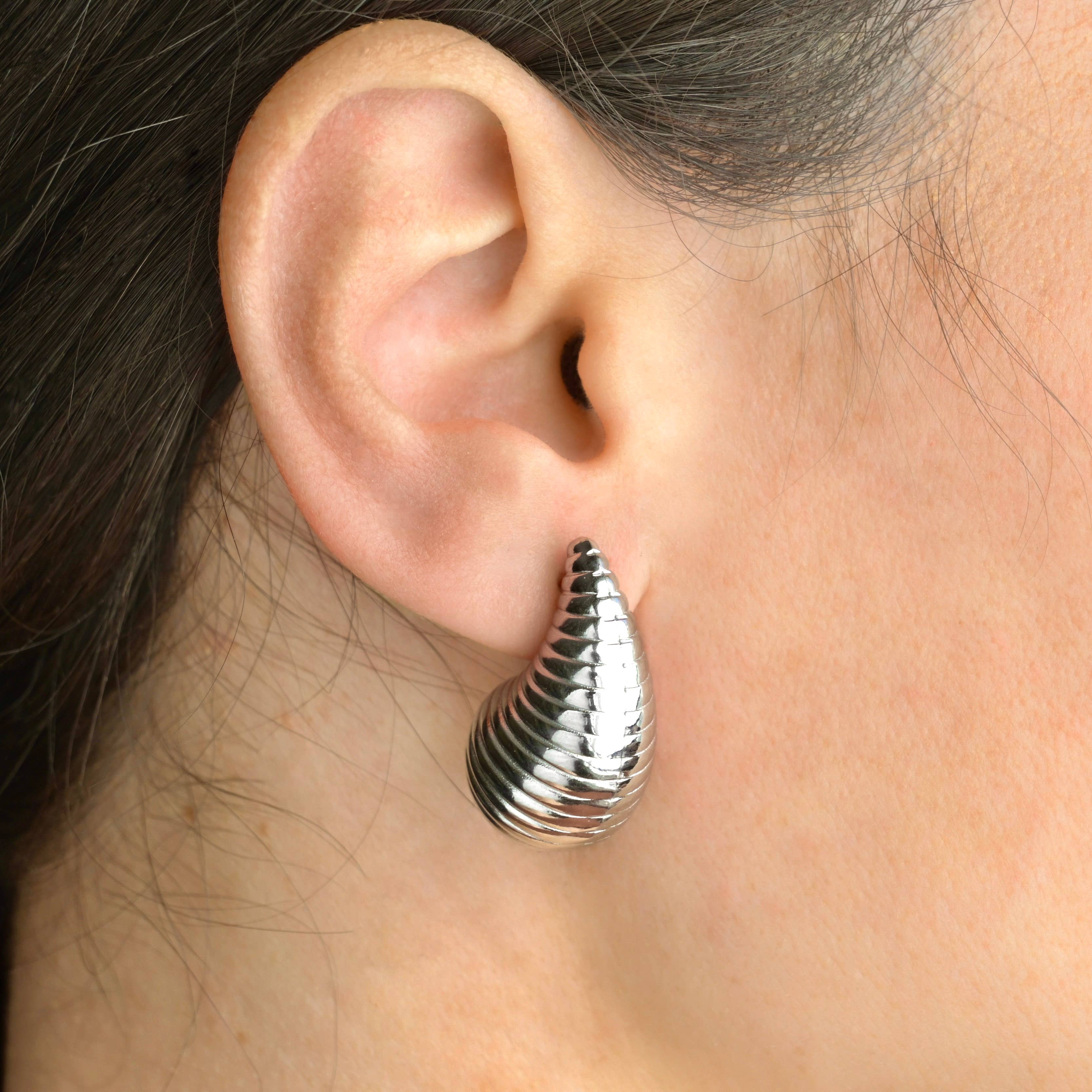 Chunky Hollow Drop Earrings- Lightweight Tear Drop Studs