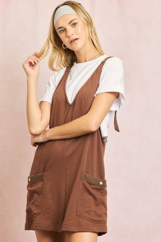 Cotton Terry Twill Tape Overall Mini Dress