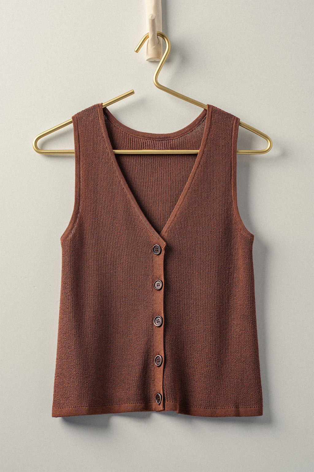 Button Front Crochet Knit Vest