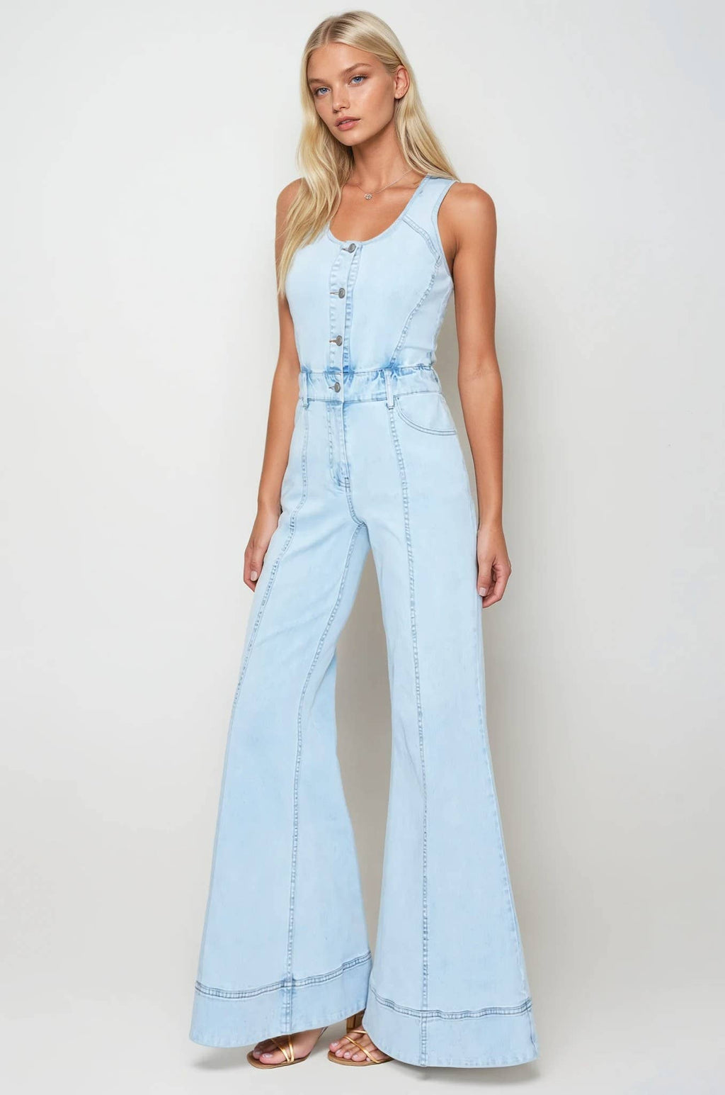 Sleeveless Denim Jumpsuit