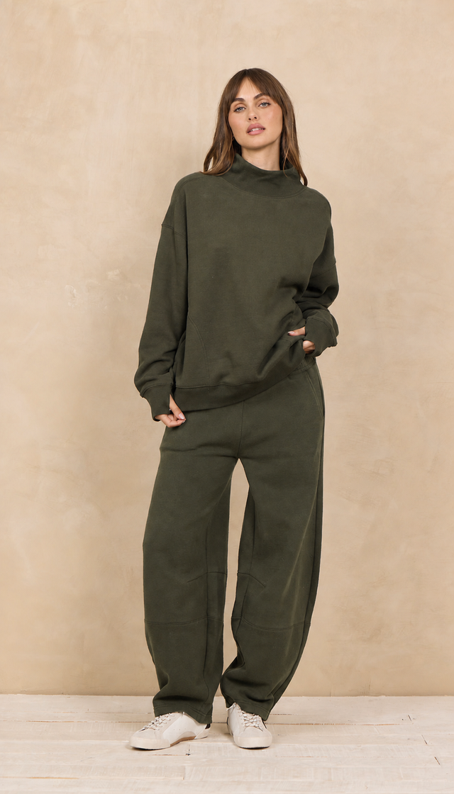 Army Olive Soft Surf Wash Barrel Pant