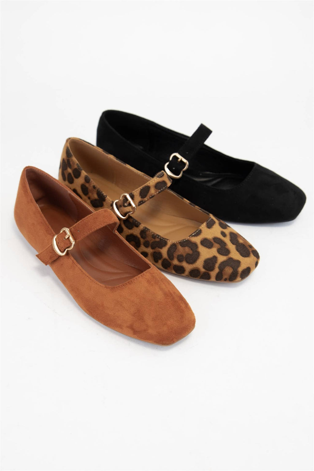Charlotte Buckled Strap Square Toe Mary Jane Flats