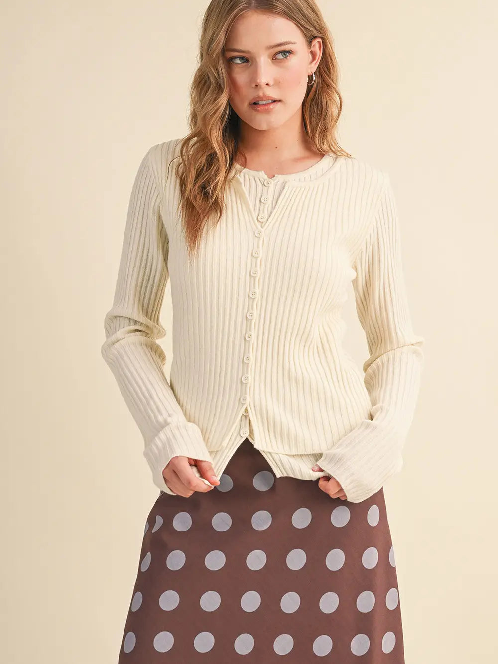 Ribbed Layered Sweater Cardigan