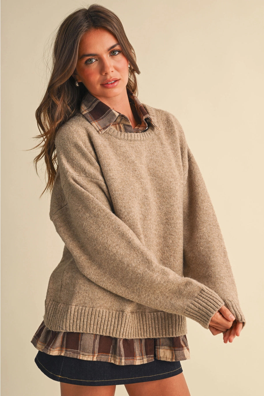 Flannel Collar Sweater