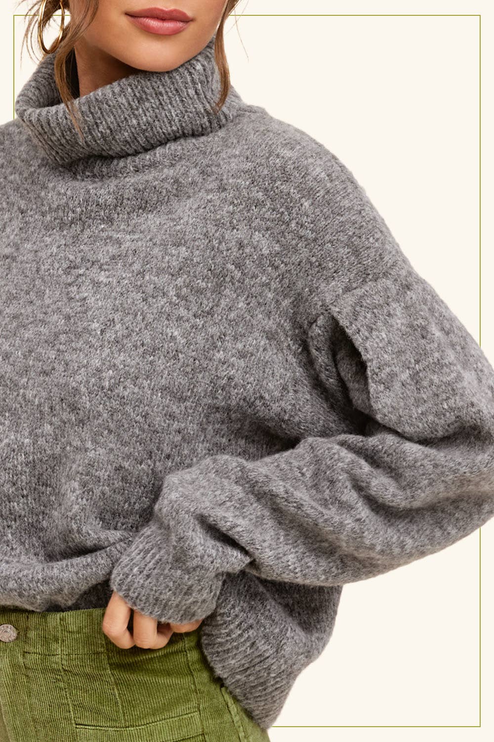 Loose Fit Turtle Long Sleeve Sweater
