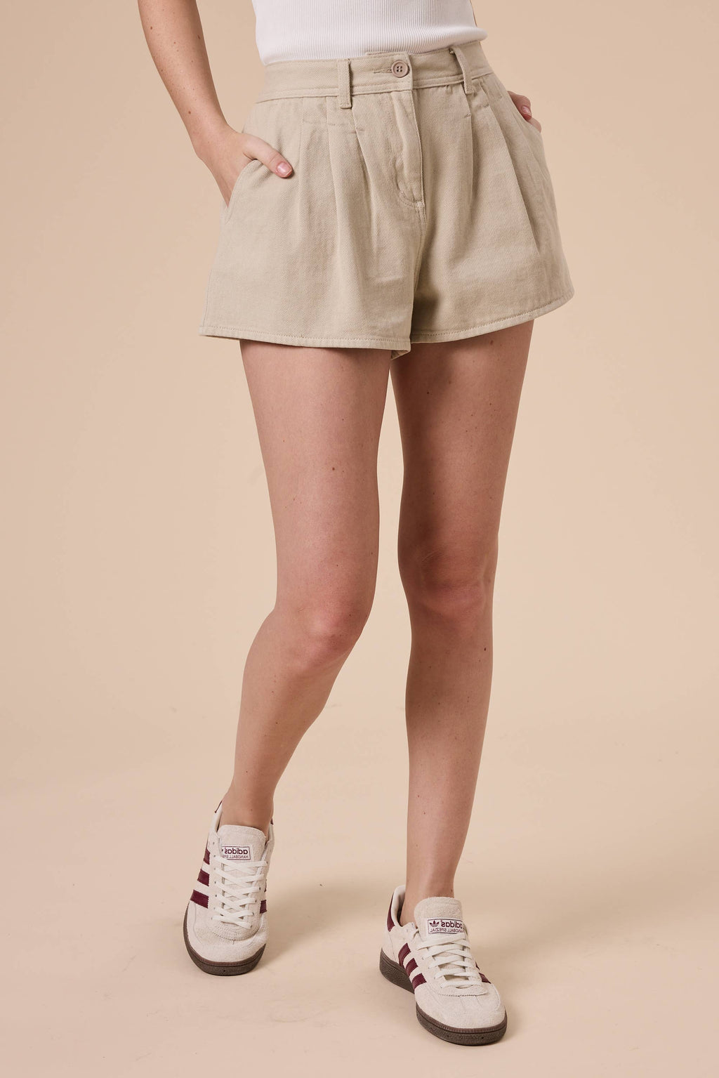 Pleated Front Detail Shorts