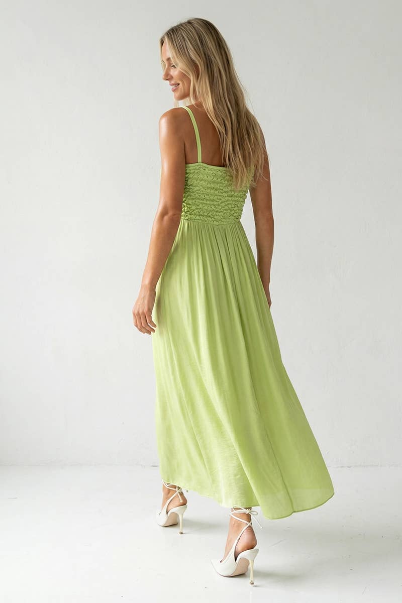 Smocked Maxi Dress With Cord Strap Detail