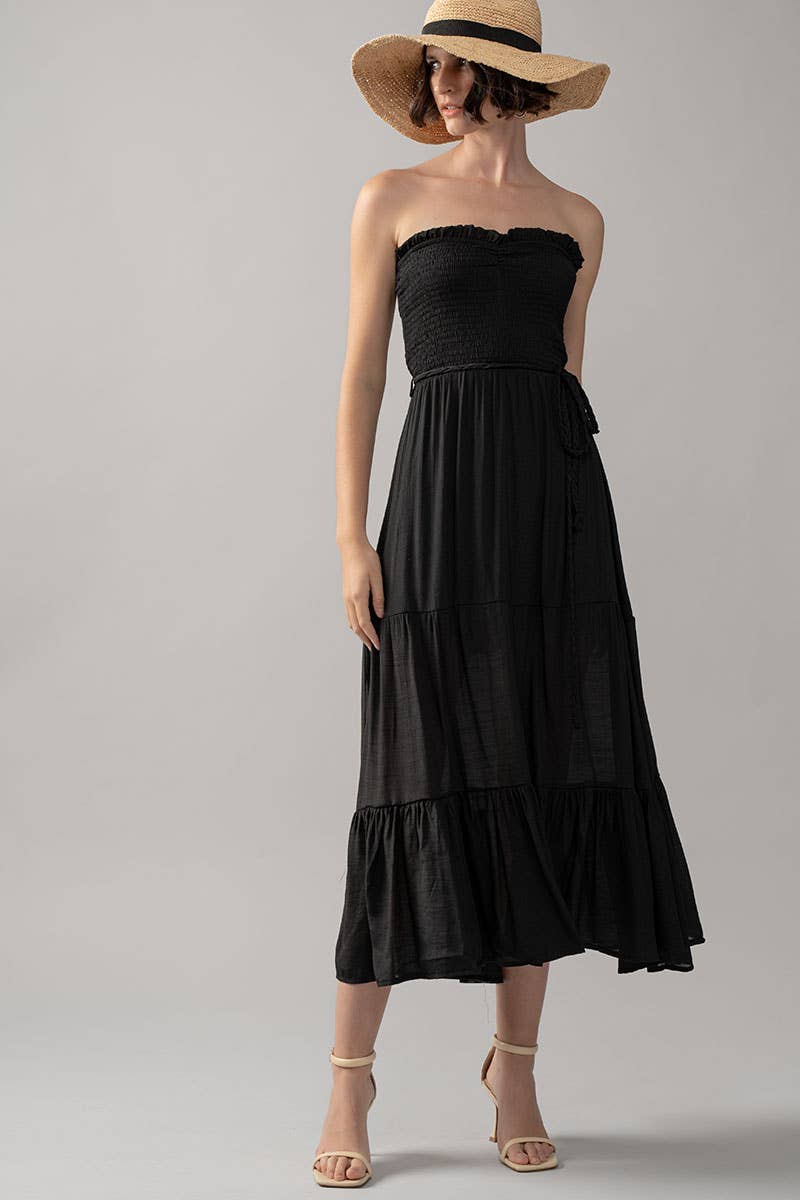 Smocked Tiered Ruffle Maxi Dress