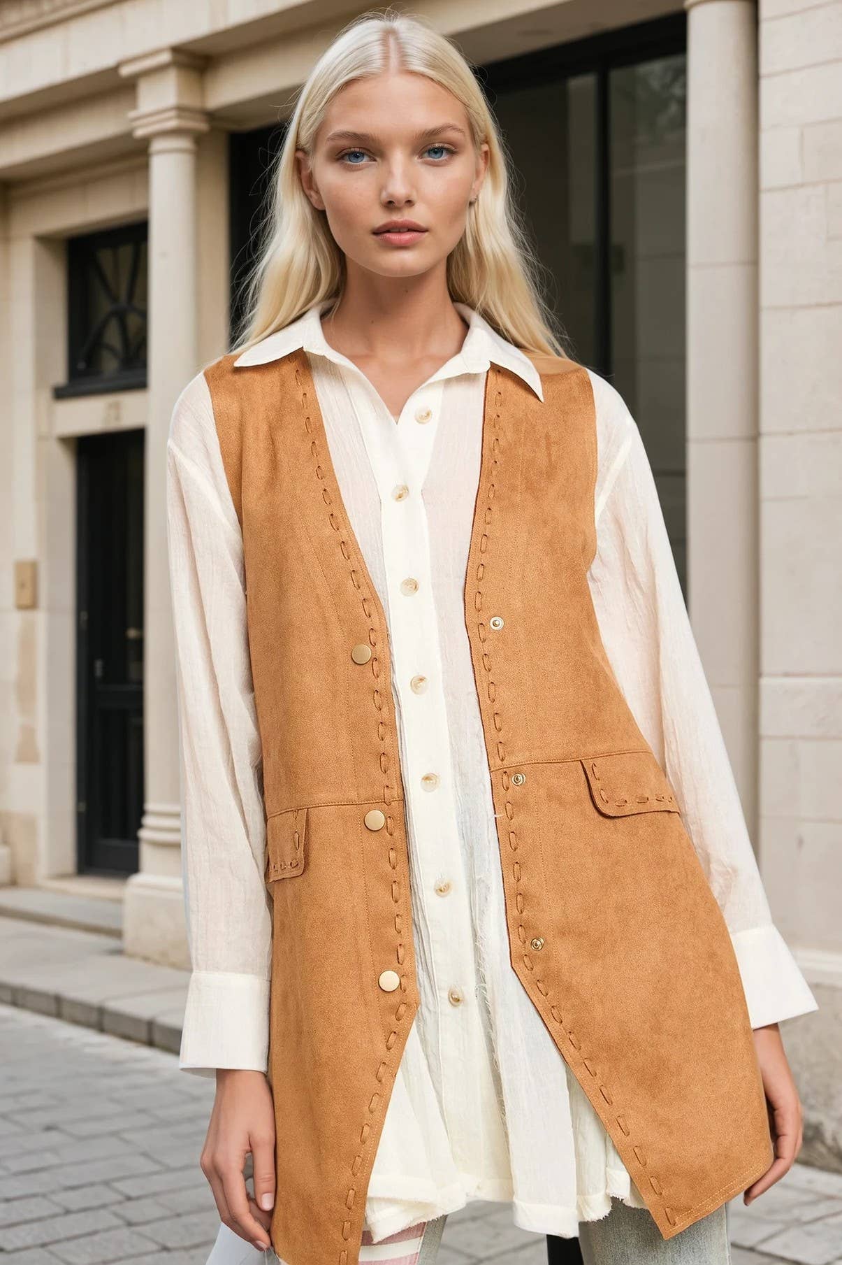 Suede Midi Vest