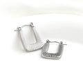 Textured U Hoops - Stainless Steel Rectangle Hoop Earrings