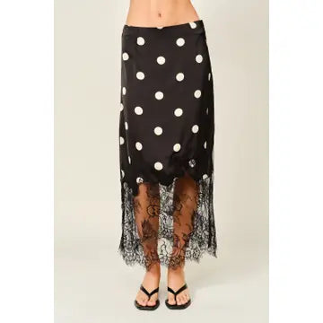 Polka Dot Lace/Satin Skirt