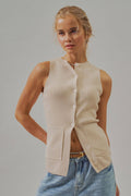 Button-Front Sweater Vest