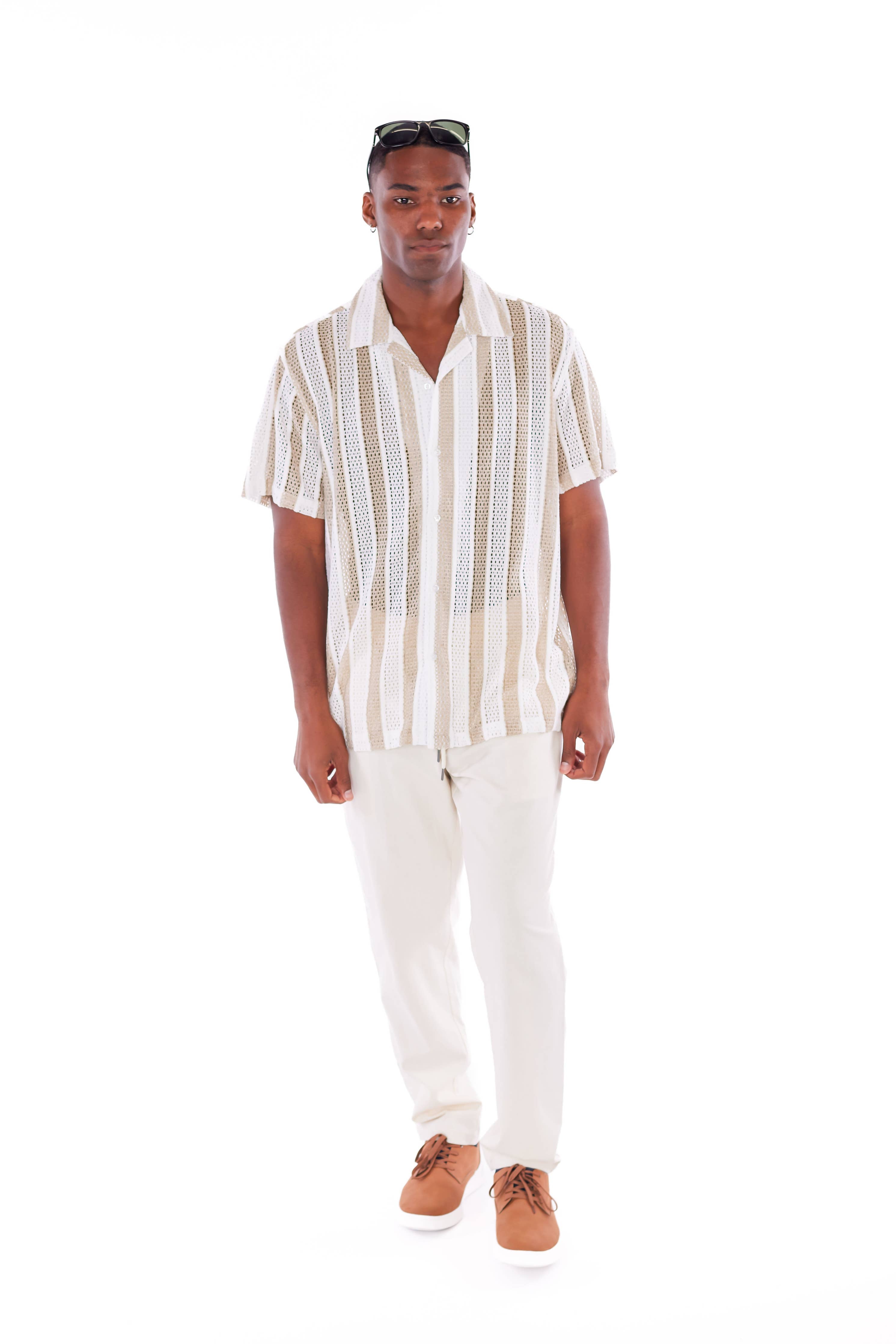 Men's Crochet Short Sleeve Shirt