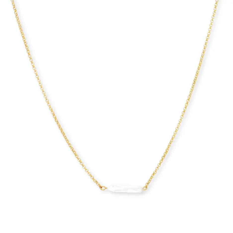 Halo Pearl Bar Necklace