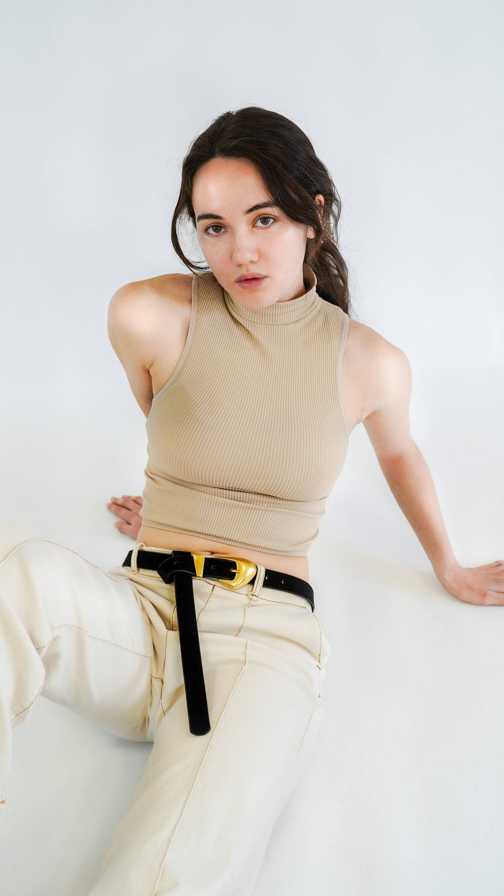Skinny Suede Belt with Chubby Buckle