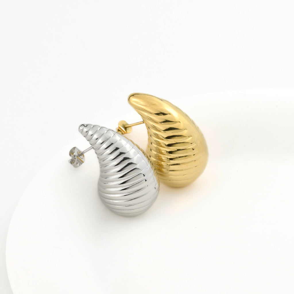 Chunky Hollow Drop Earrings- Lightweight Tear Drop Studs