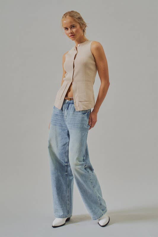 Button-Front Sweater Vest