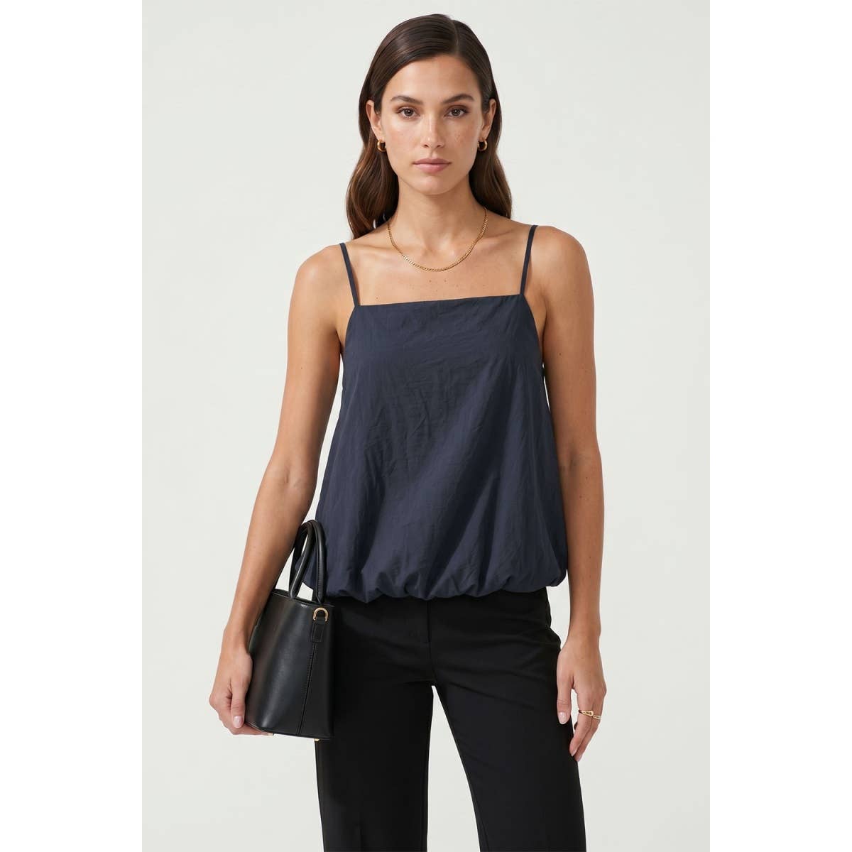 Billowy Cami Top With Bubble Hem