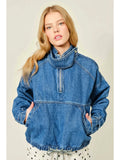 Pullover Denim Drawstring Jacket