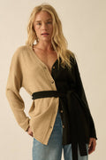Colorblock Belted Cardigan