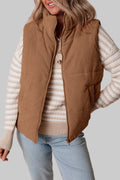 Corduroy Zipped Puffer Vest