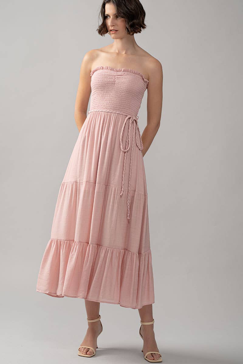 Smocked Tiered Ruffle Maxi Dress