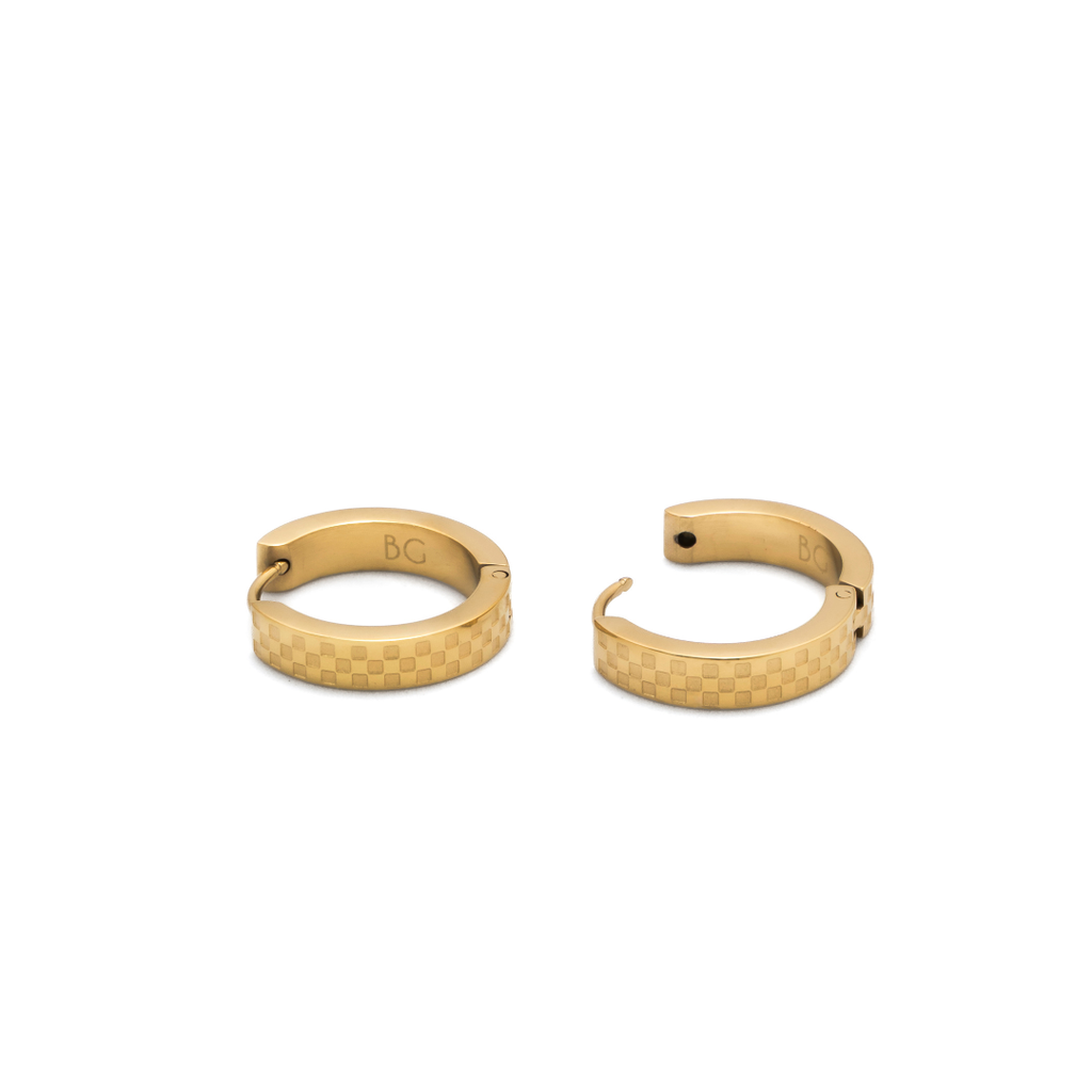 Chess Gold Hoop Earrings
