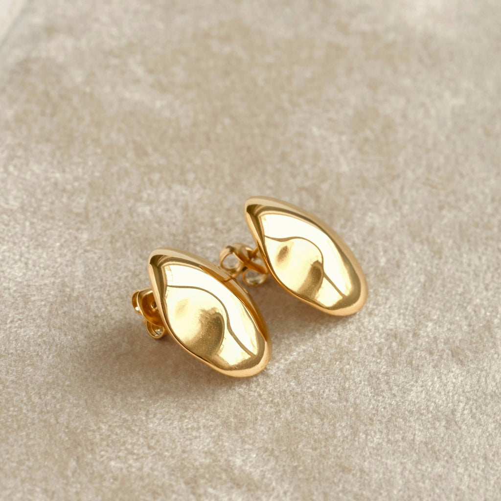 Sculpted Oval Earrings - Textured 18k Gold Oval Earrings