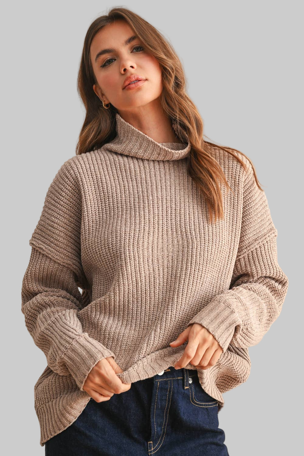 Chenille High Neck Sweater