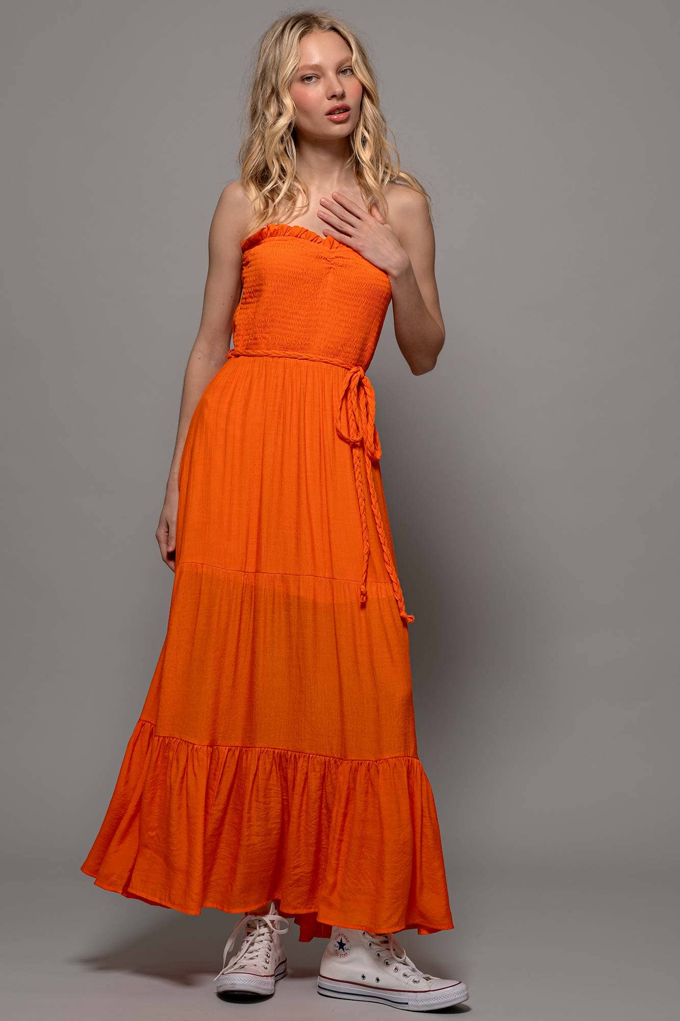Smocked Tiered Ruffle Maxi Dress