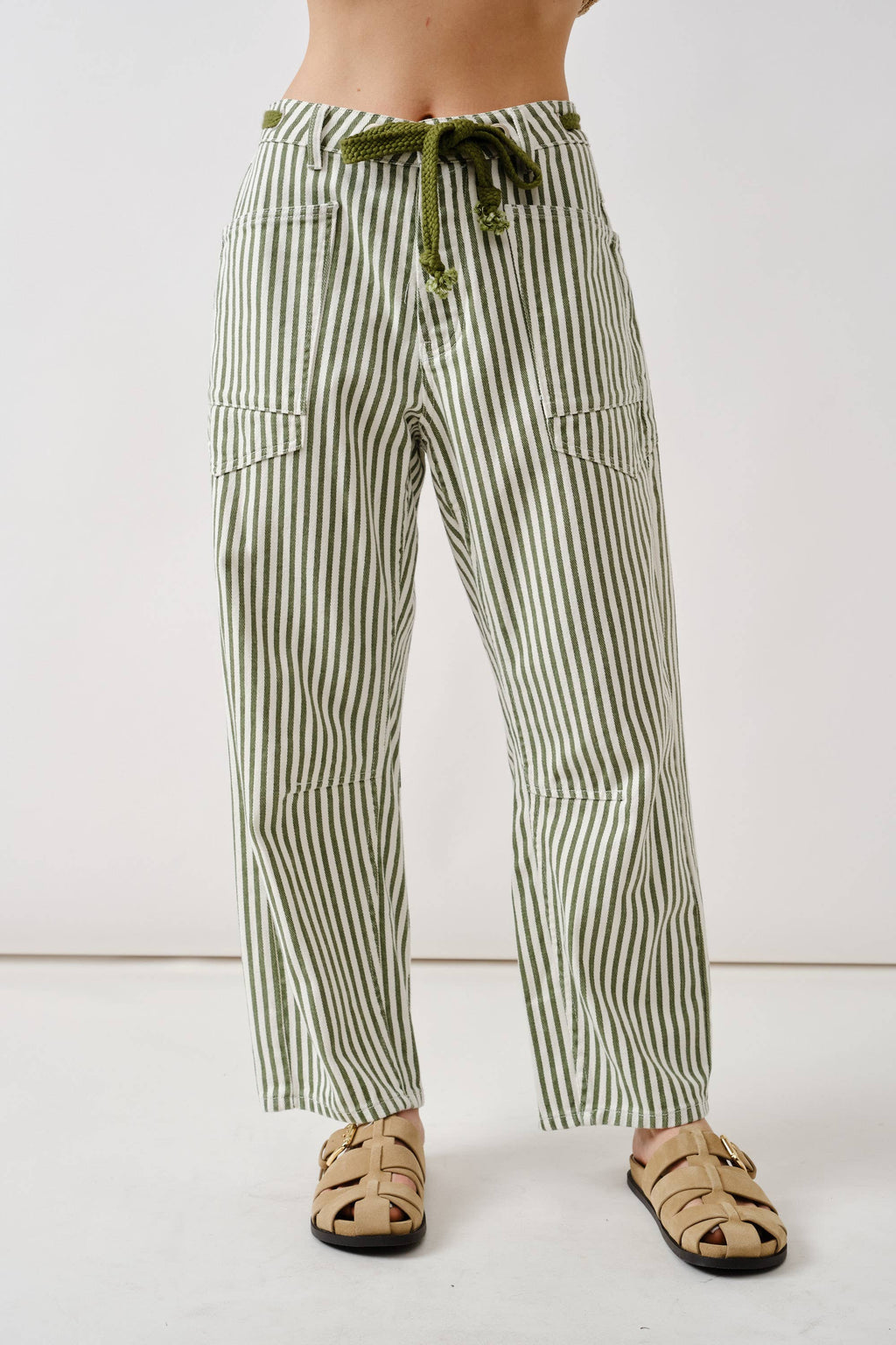 Barrel Denim Pants With Eyelet Waist