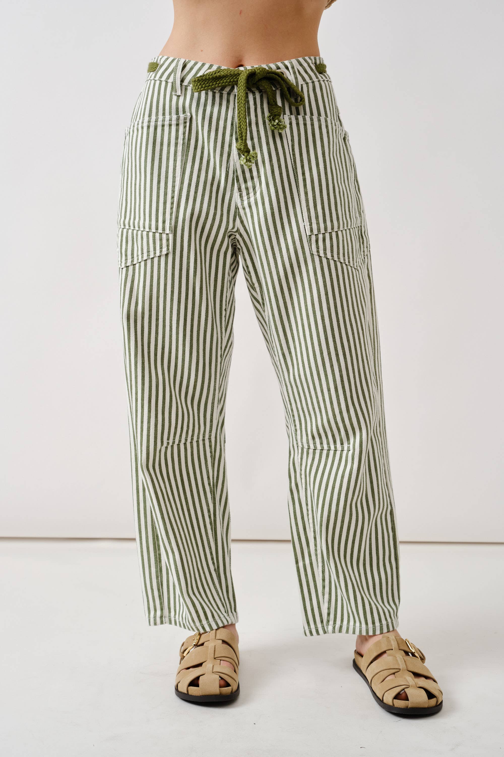Barrel Denim Pants With Eyelet Waist