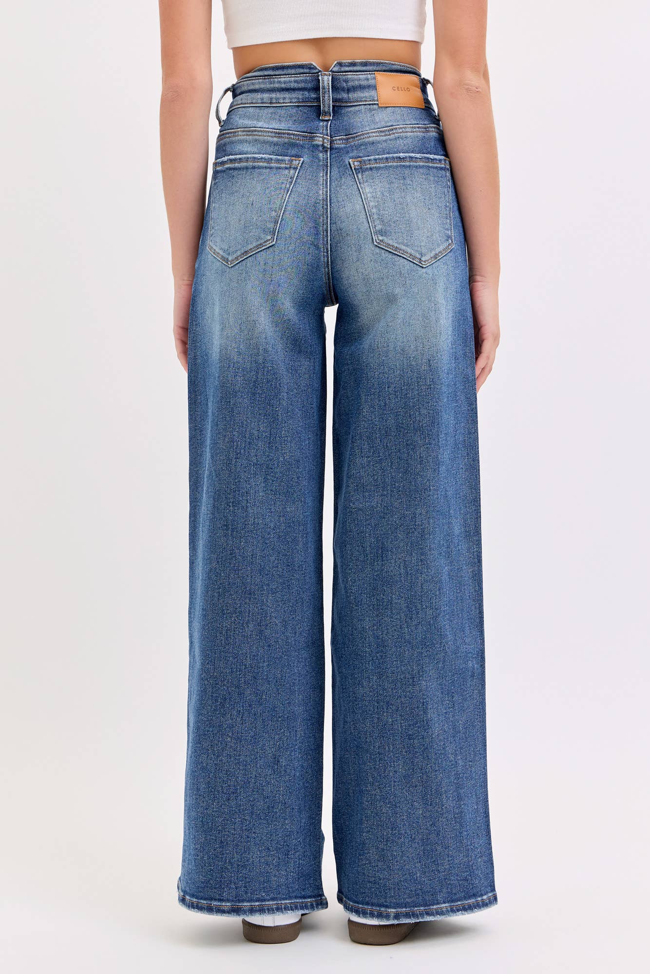 High Rise Wide Leg with V Shape Double Waist Band