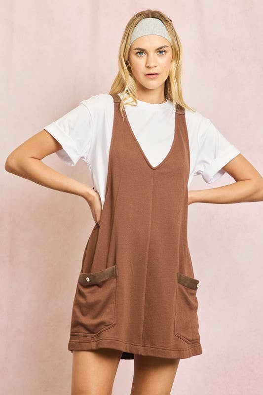 Cotton Terry Twill Tape Overall Mini Dress
