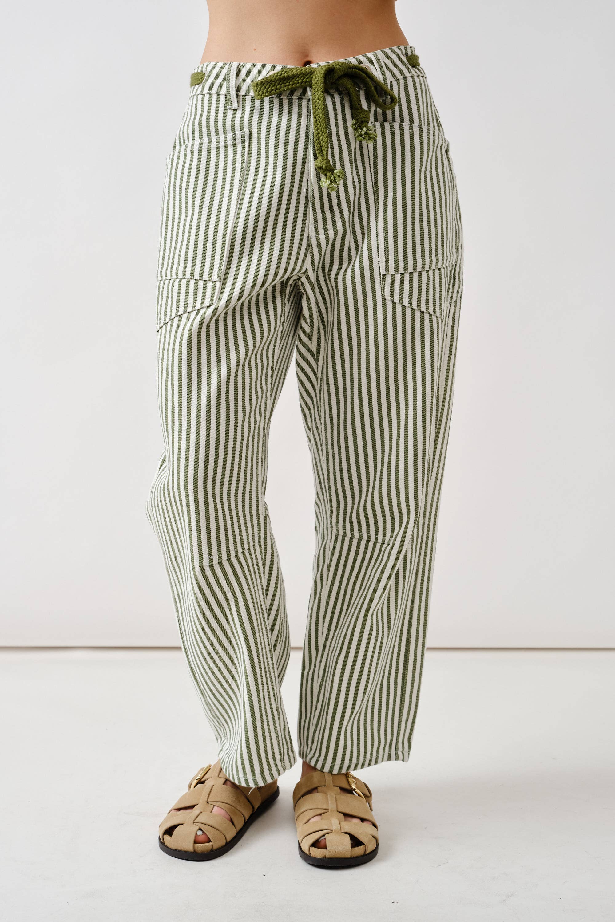 Barrel Denim Pants With Eyelet Waist