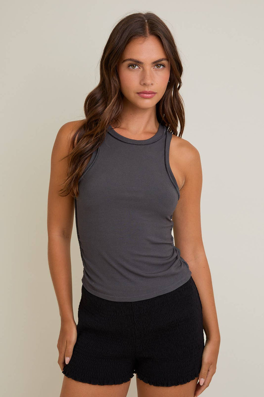Round Neck Inside Out Ribbed Tank