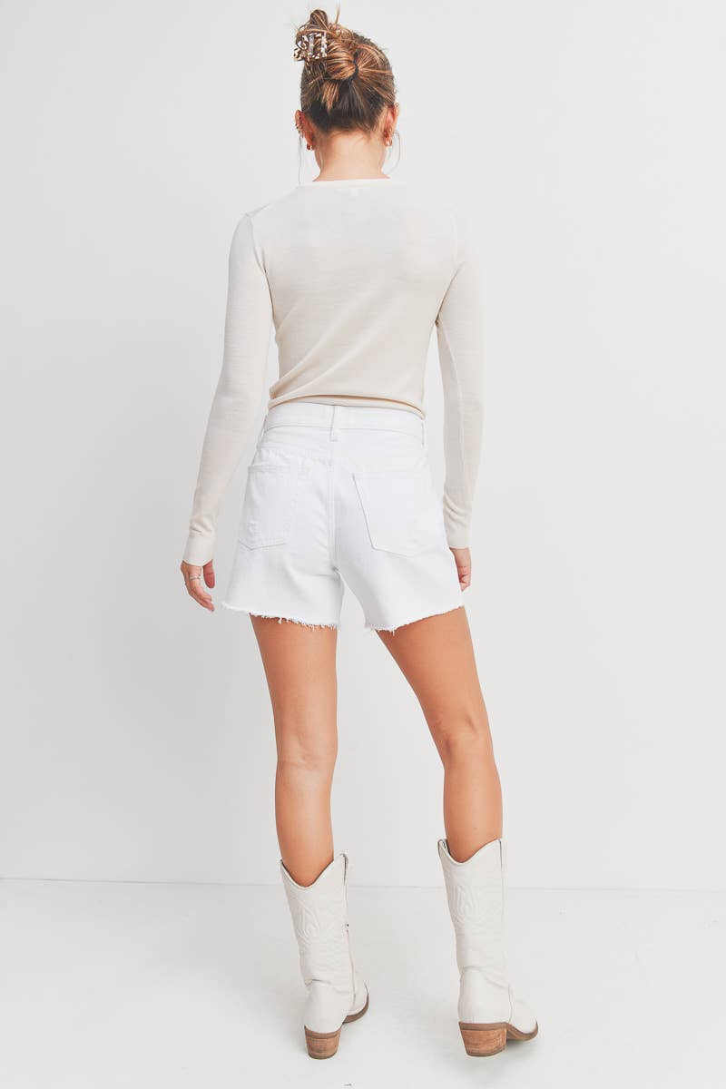 High Rise Simple Distressed Short