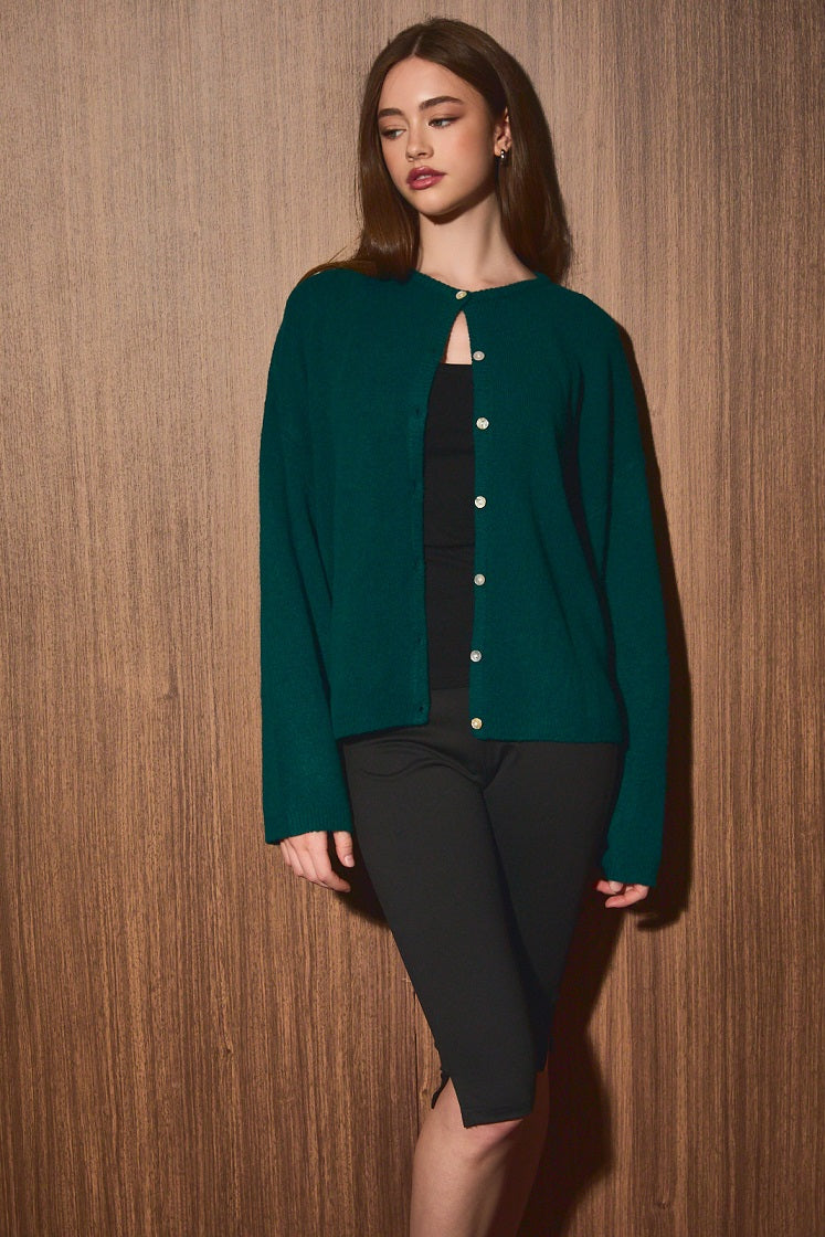 Oversized Lightweight Crew Neck Sweater Cardigan