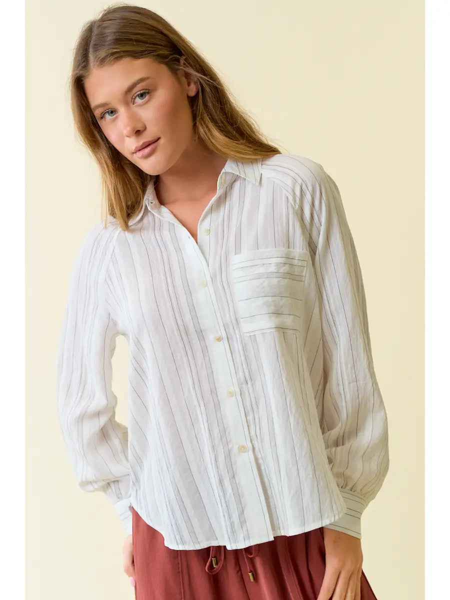 Striped Raglan Button Down