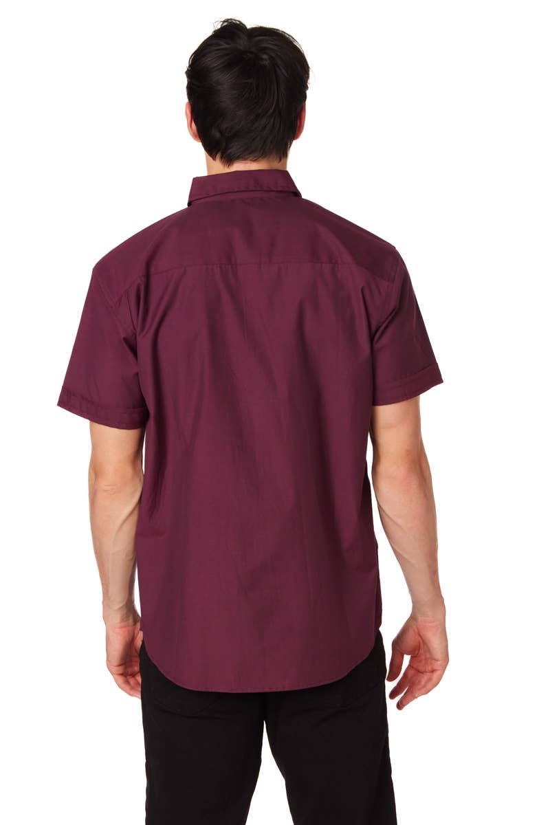 Men's Solid Chambray Cotton Short Sleeve Shirt