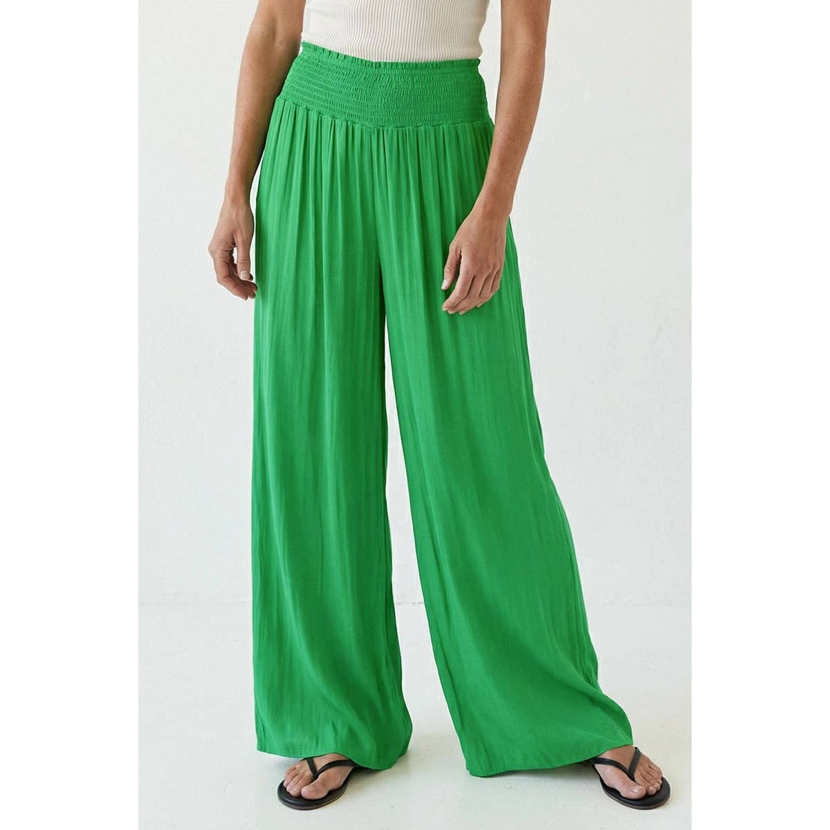 Smocked Wide Leg Pant