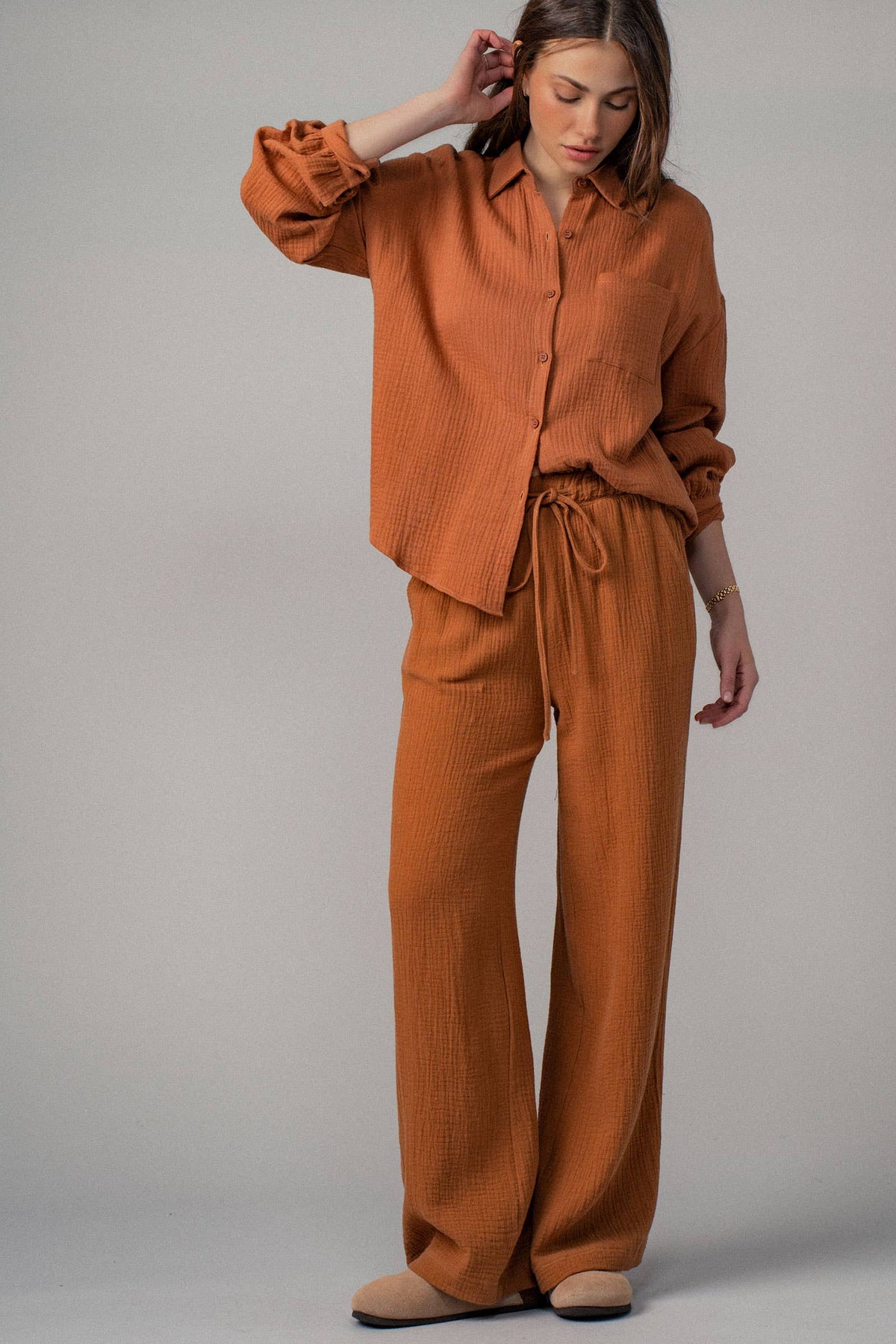 Textured Cotton Gauze Lounge Set