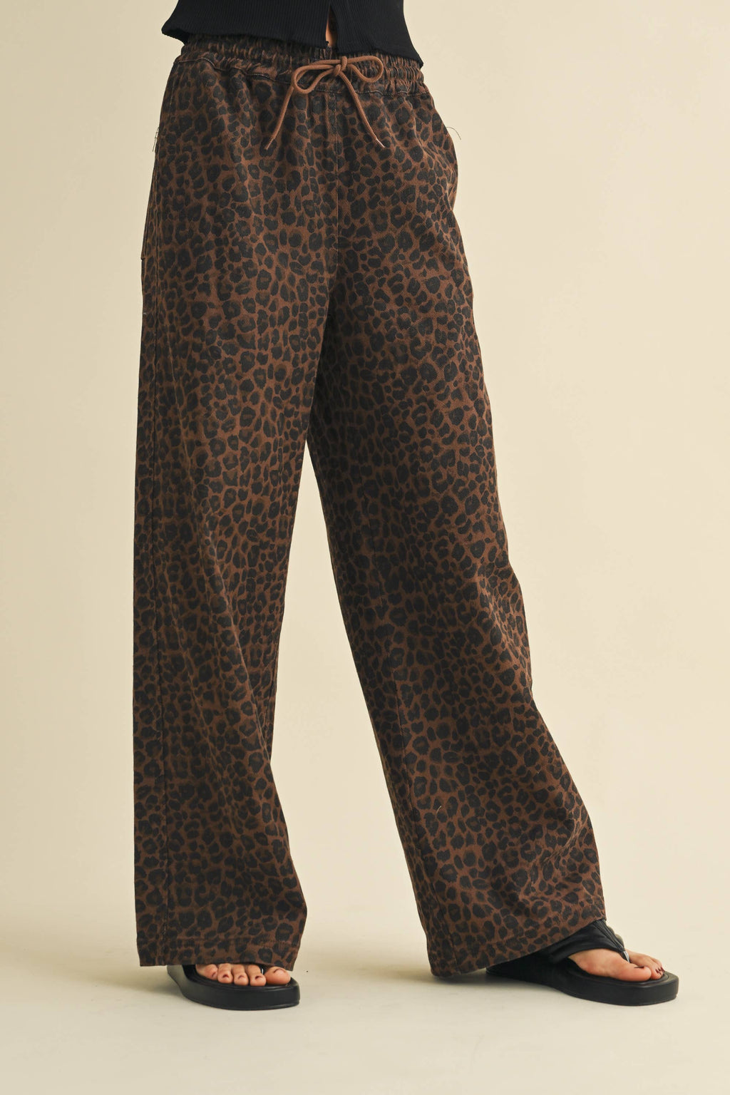 Leopard Print Denim Track Pant