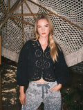 Denim Embroidery Top