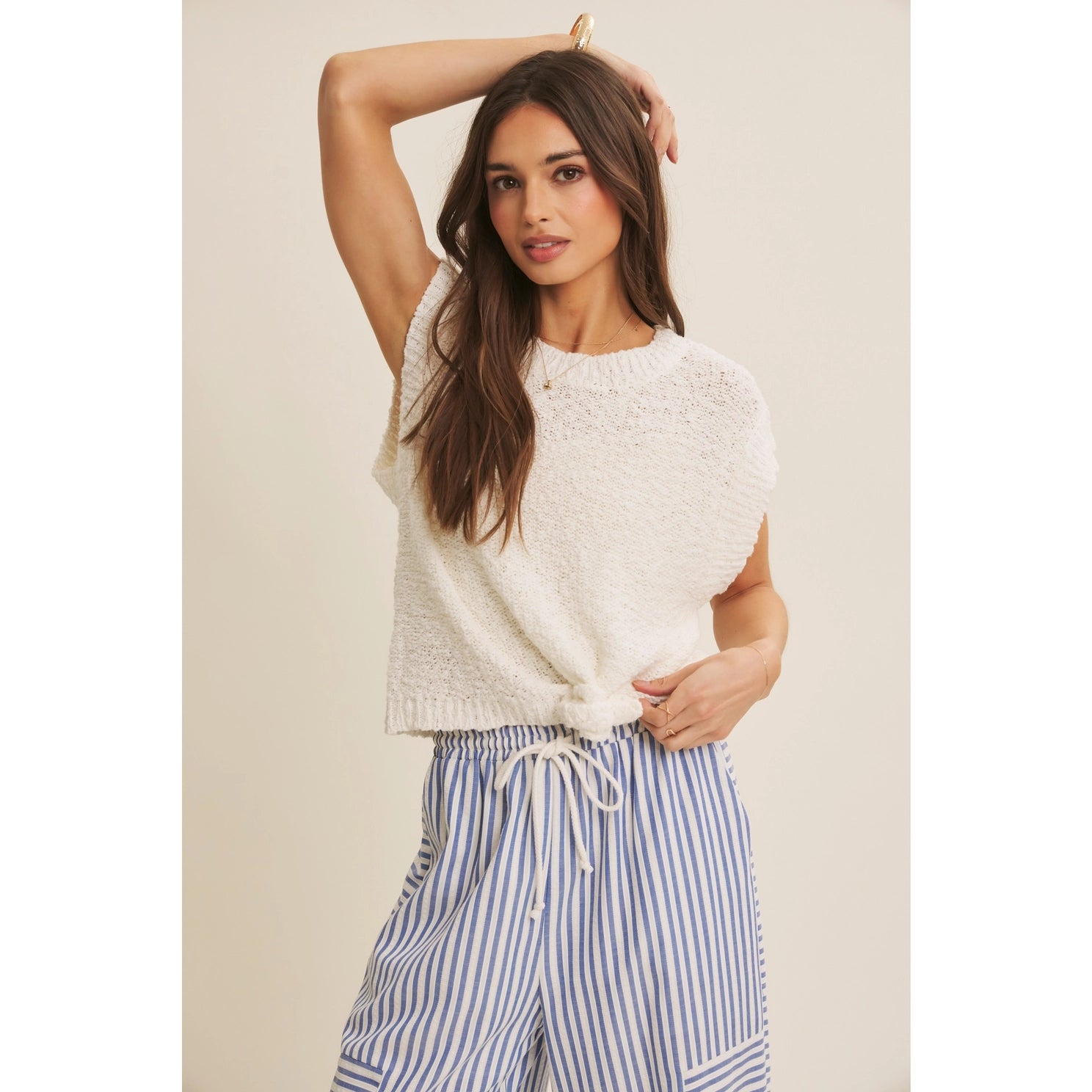 Textured Strip Wide Leg Pants