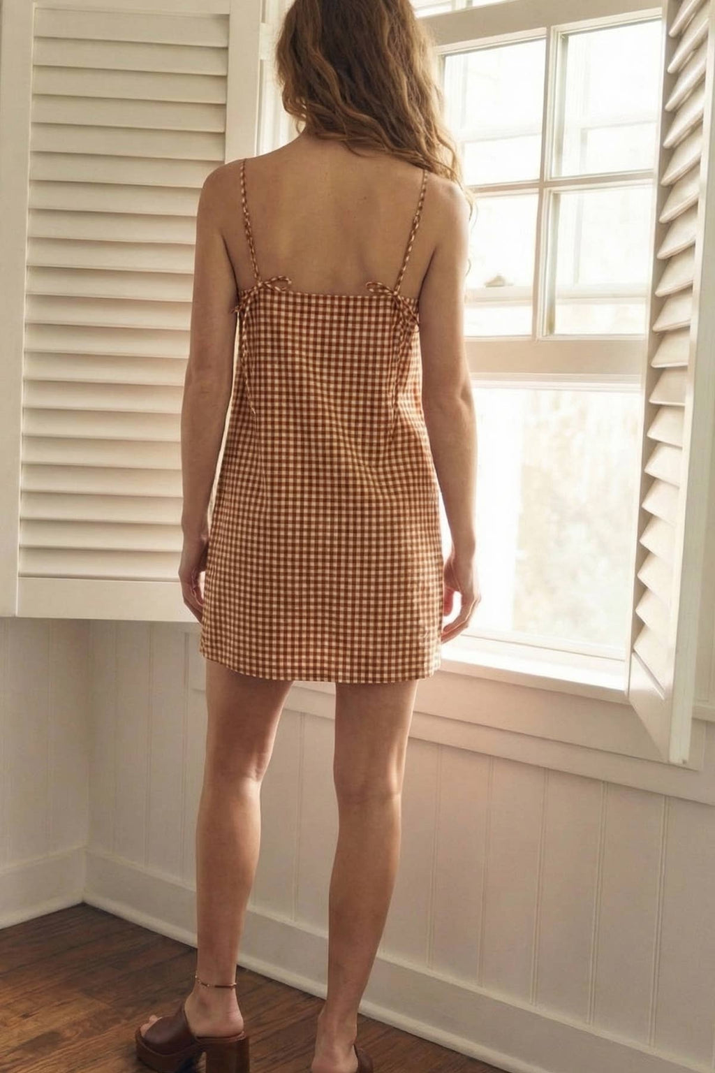 Tie Back Gingham Mini Dress
